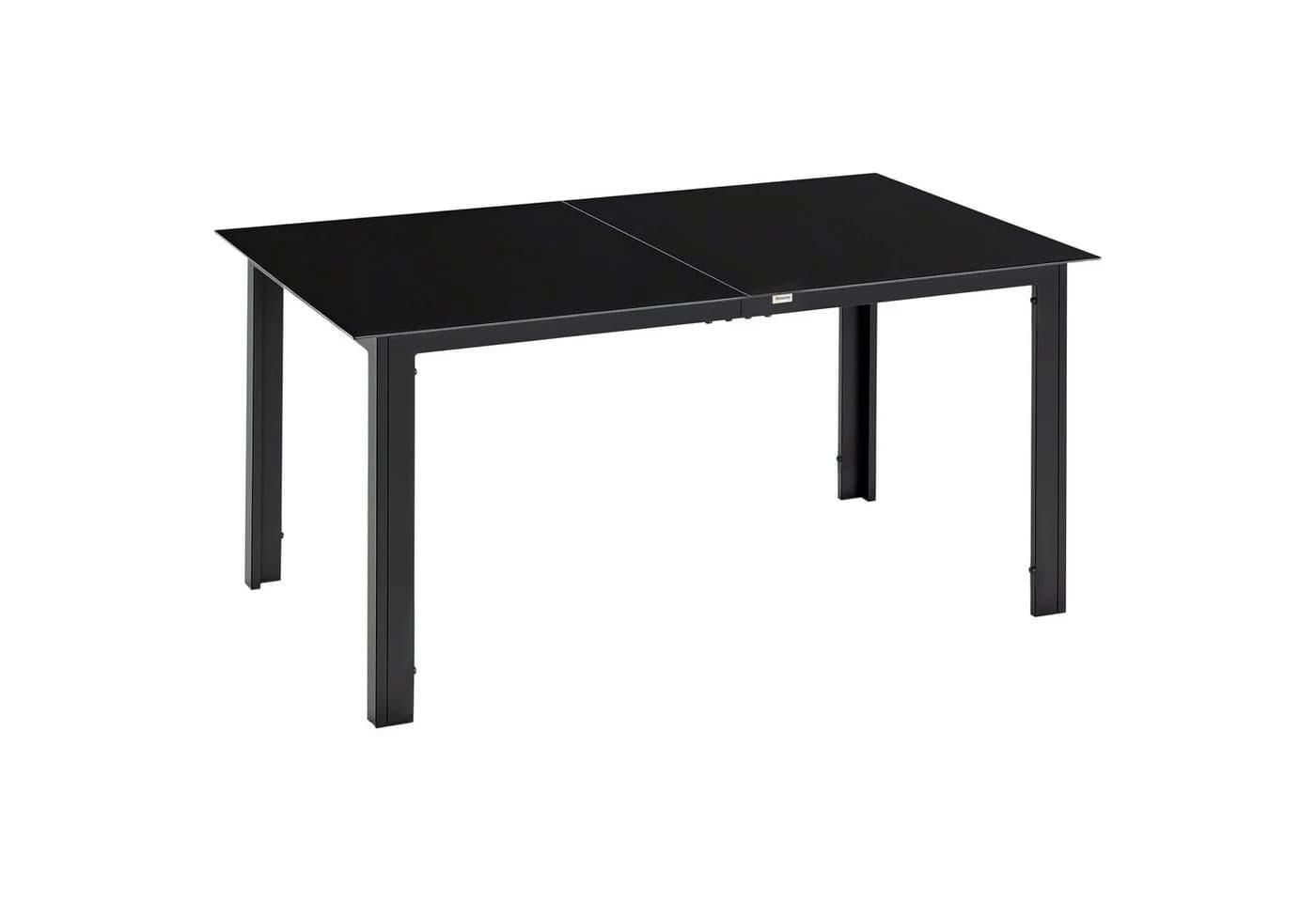 Outsunny Gartentisch Schwarz Aluminium Glas 6 Plätze