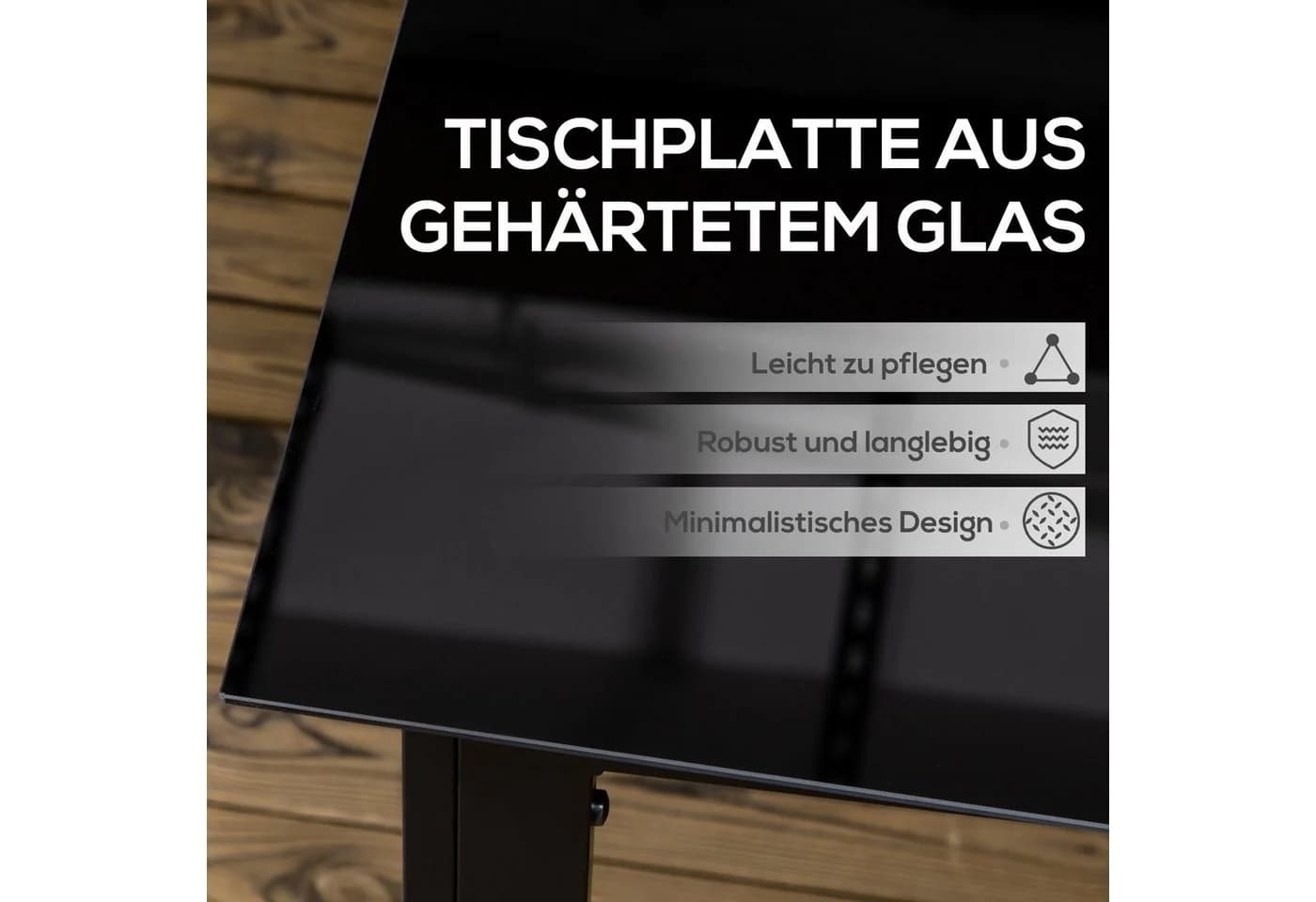 Outsunny Gartentisch Schwarz Aluminium Glas 6 Plätze - Bild 4