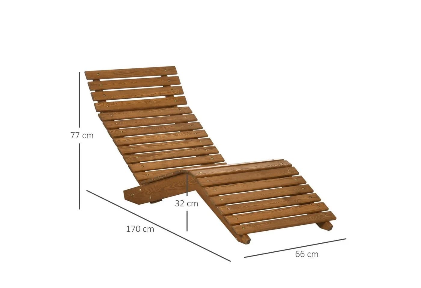 Outsunny Gartenliege Massivholz Teakfarben - Bild 3