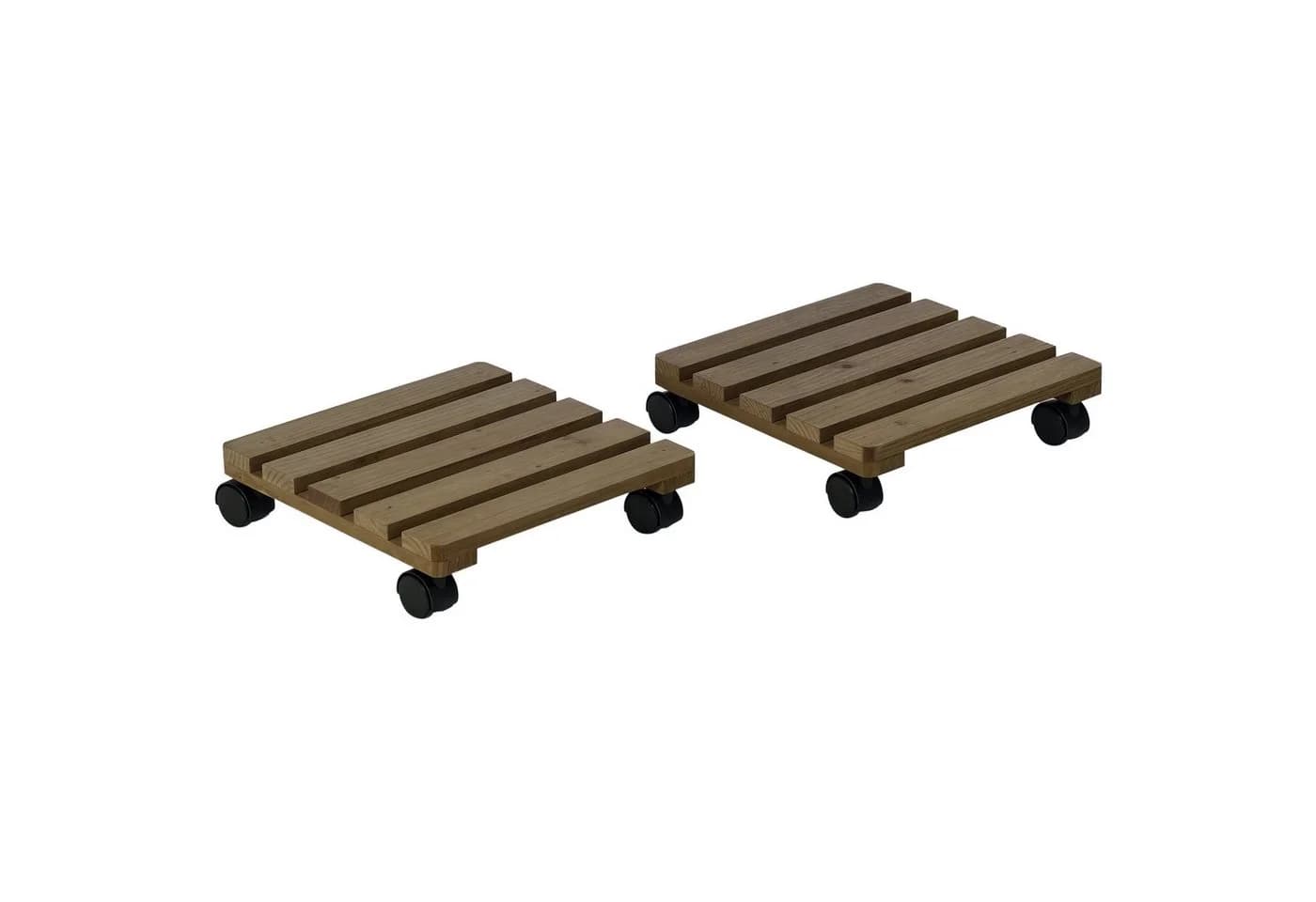 Outsunny Pflanzenroller 2er-Set mit Bremsen Massivholz Braun