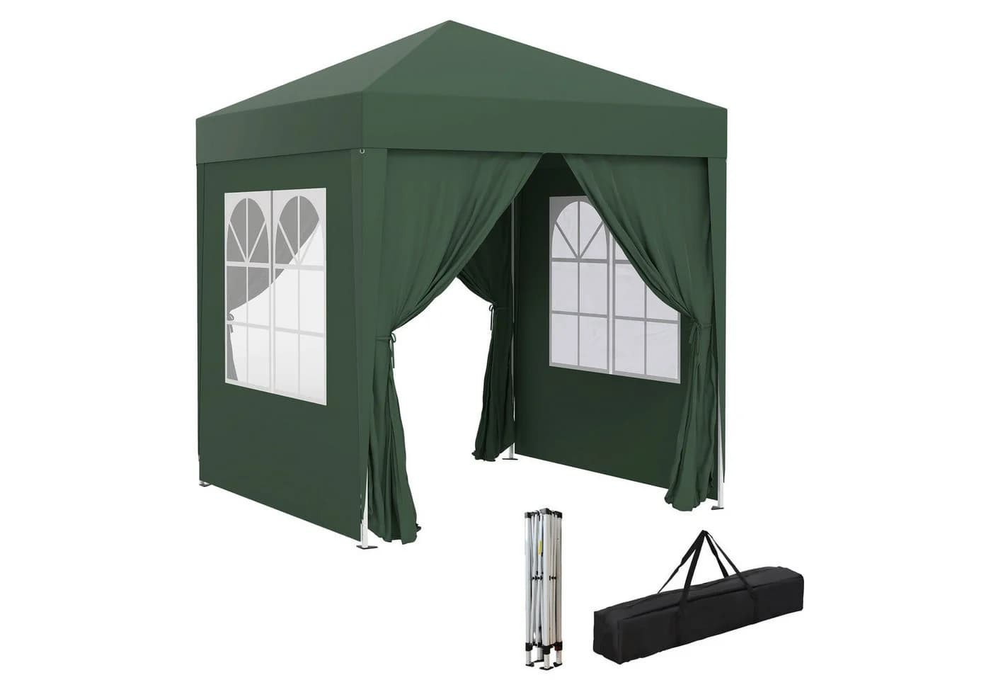 Outsunny Faltpavillon 2x2m UV-Schutz Dunkelgrün