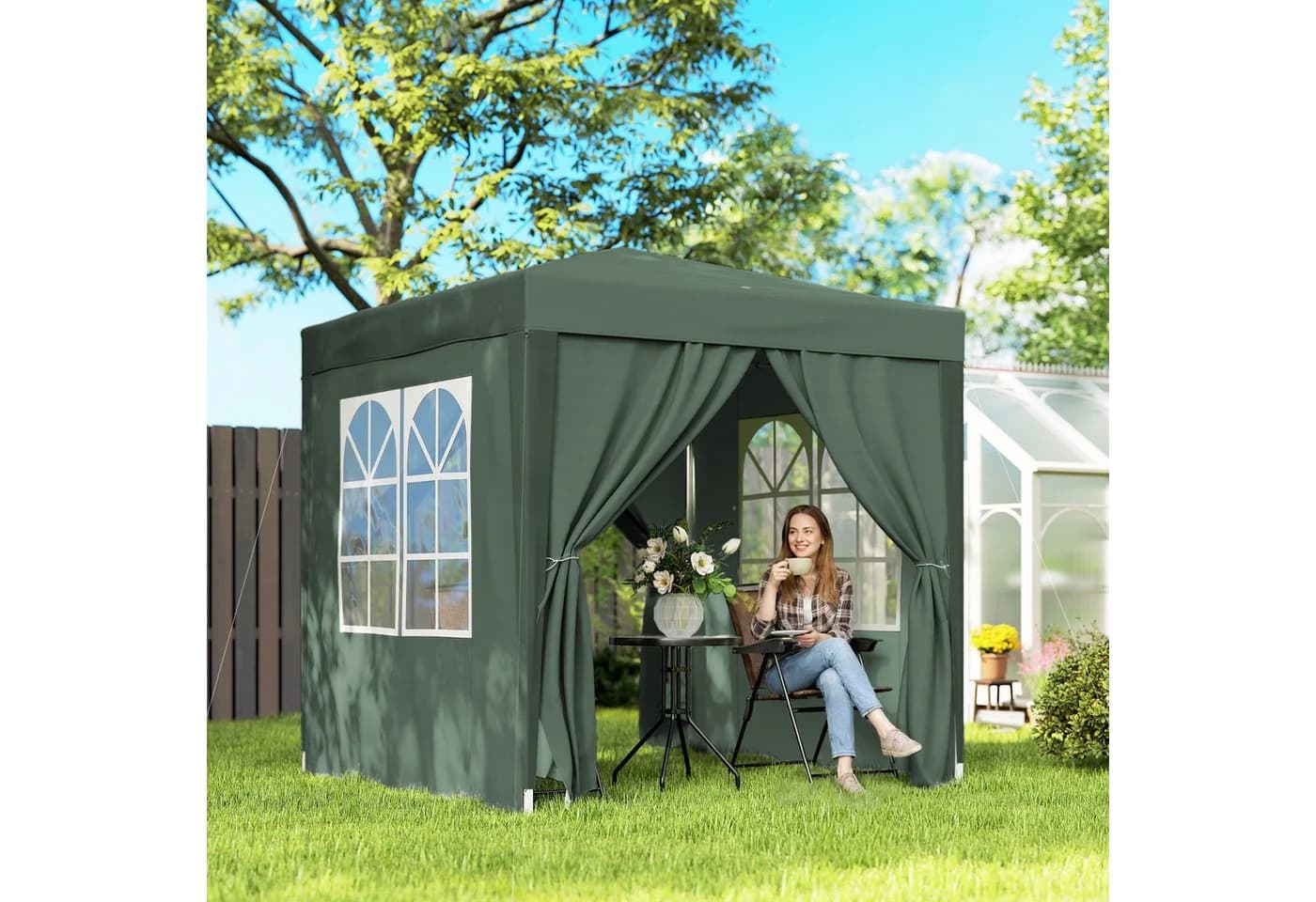 Outsunny Faltpavillon 2x2m UV-Schutz Dunkelgrün - Bild 2