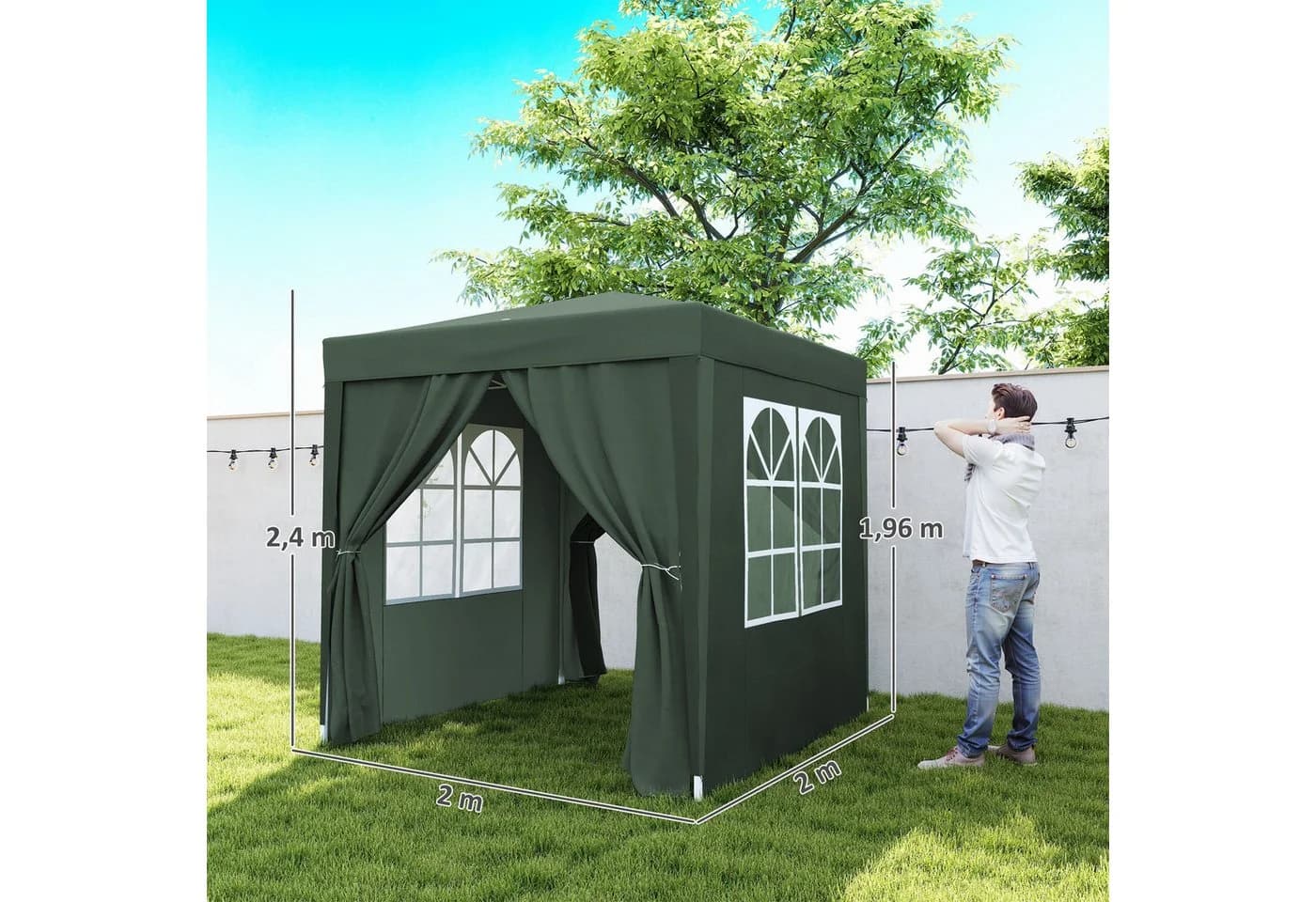 Outsunny Faltpavillon 2x2m UV-Schutz Dunkelgrün - Bild 3