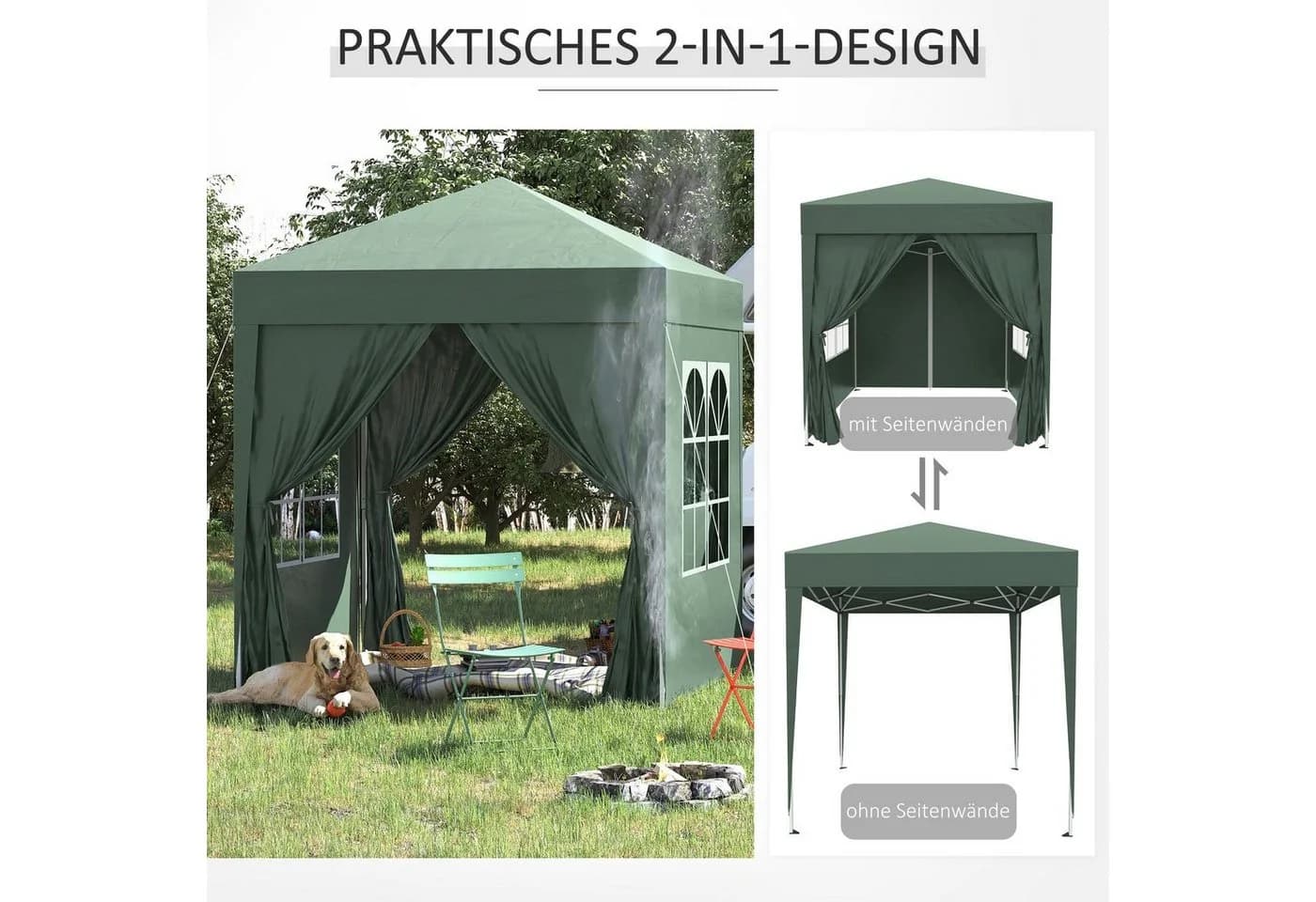 Outsunny Faltpavillon 2x2m UV-Schutz Dunkelgrün - Bild 4