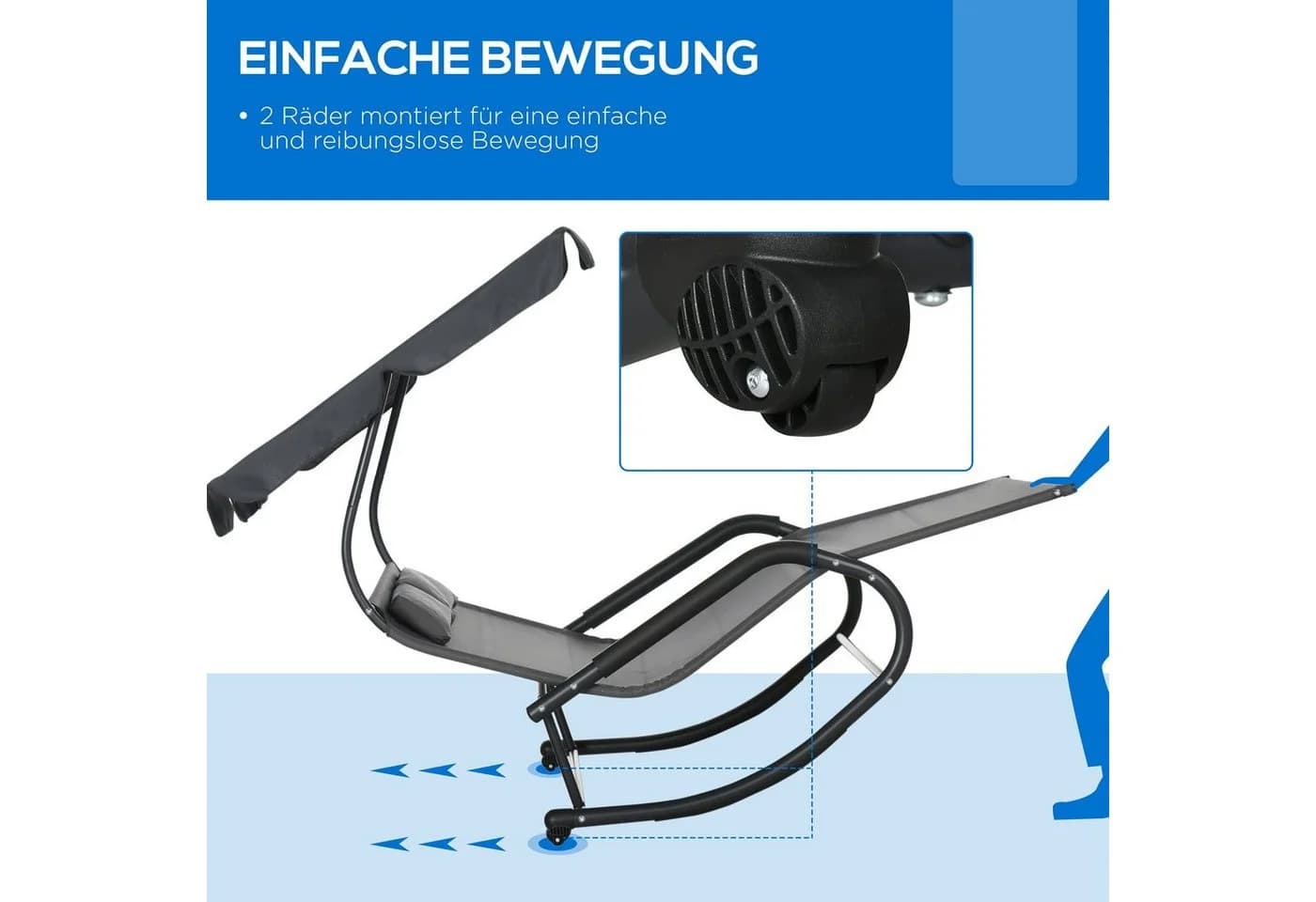 Outsunny Doppel-Sonnenliege Stahl Polyester EVA - Bild 5