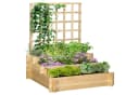 Outsunny Hochbeet 3-stufiges Blumenkasten mit Rankgitter Bild 1