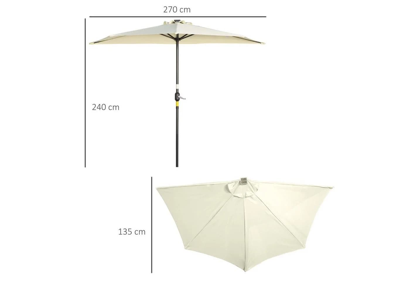 Outsunny Halbschirm mit LED und Solarpaneel Beige - Bild 3