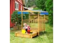 Outsunny Sandkasten mit Spielhaus aus Holz, Naturholz Bild 2