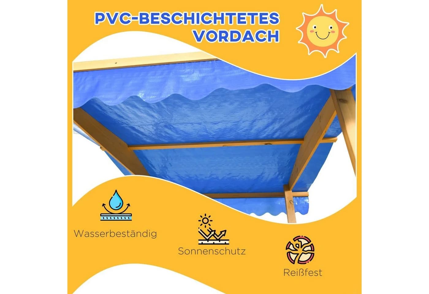 Outsunny Sandkasten mit Spielhaus aus Holz, Naturholz - Bild 5