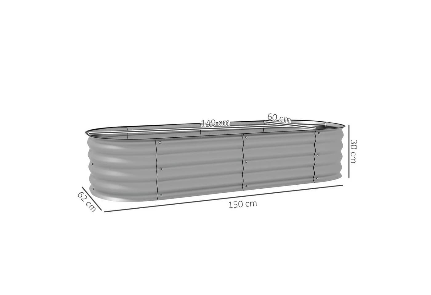 Outsunny Hochbeet Pflanzkasten Silber Metall - Bild 3