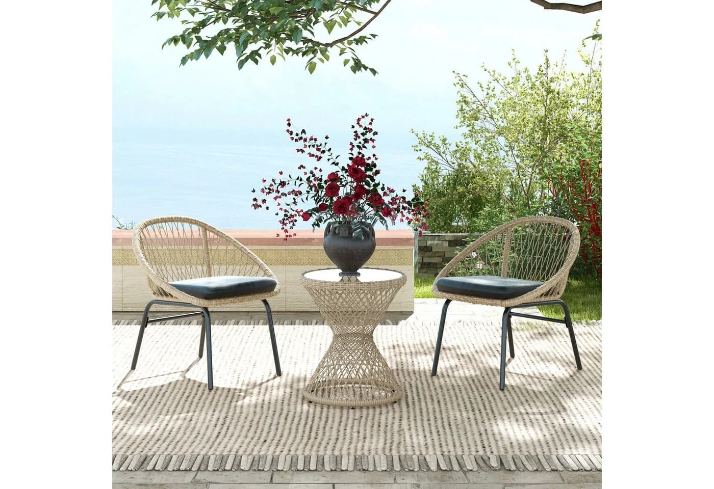Outsunny Gartentisch Couchtisch mit UV-Schutz Rattan Braun - Bild 2
