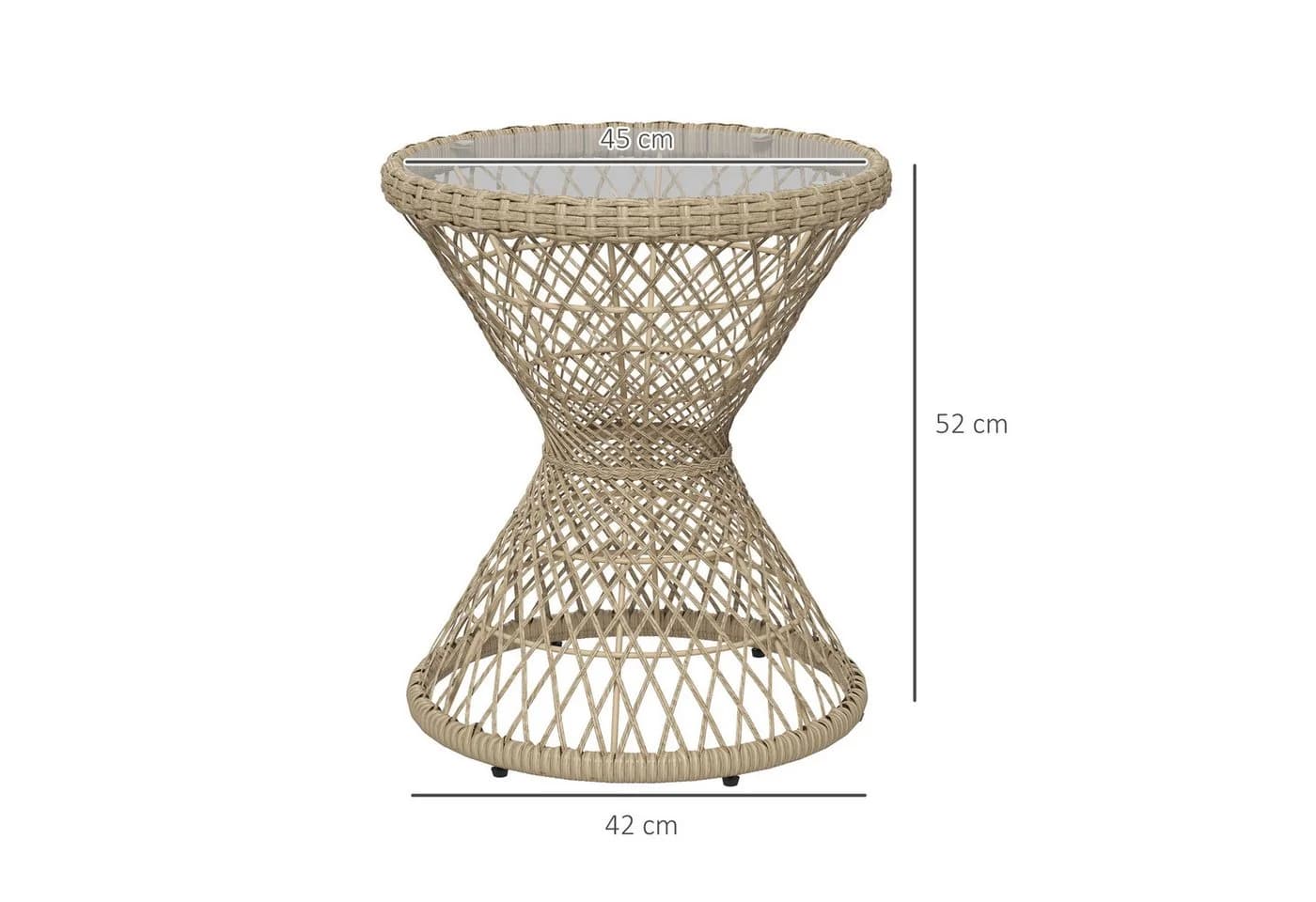 Outsunny Gartentisch Couchtisch mit UV-Schutz Rattan Braun - Bild 3