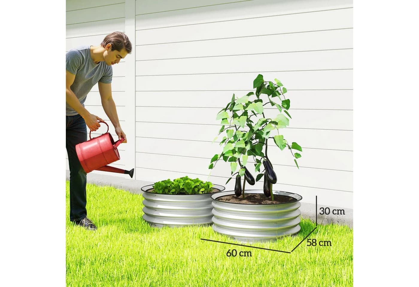 Outsunny Hochbeet 2er-Set Blumenkasten Kräuterbeet mit offenem Boden - Bild 3