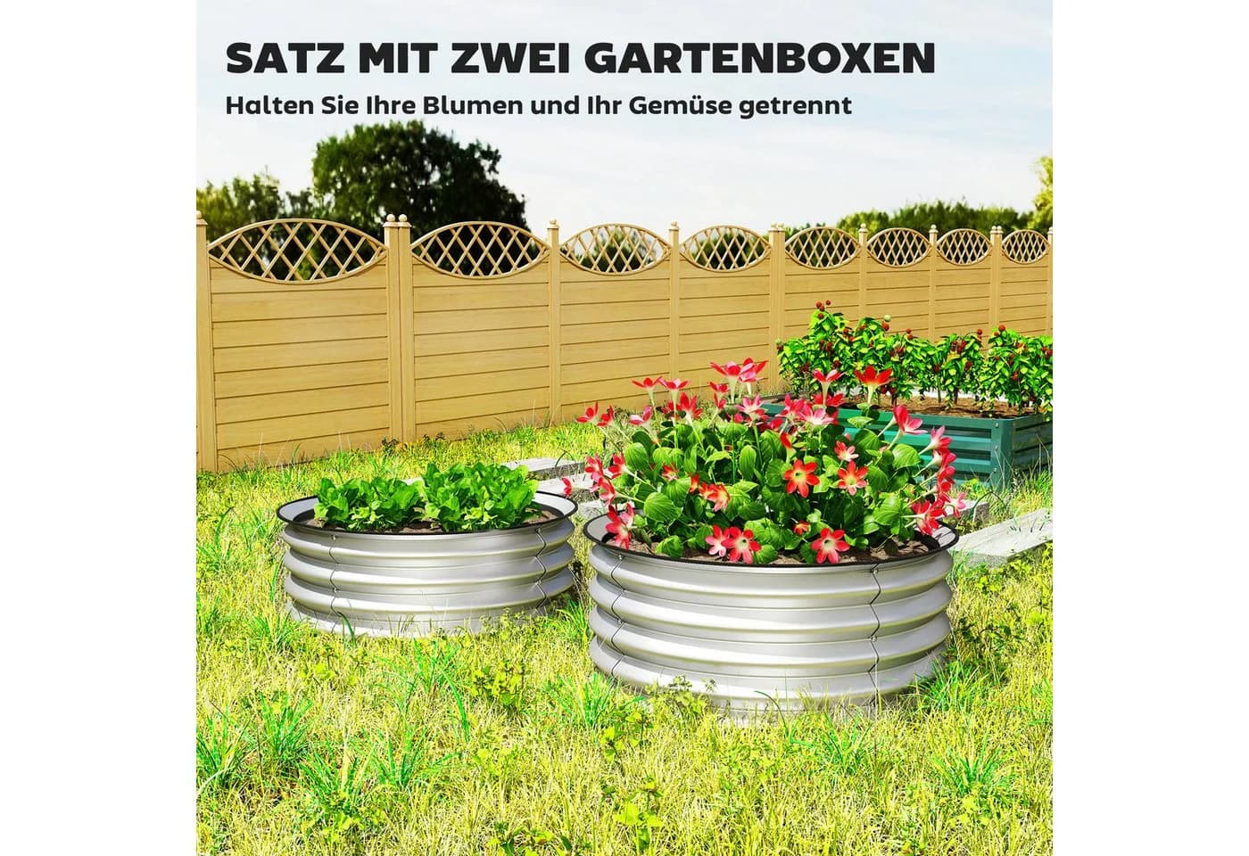 Outsunny Hochbeet 2er-Set Blumenkasten Kräuterbeet mit offenem Boden - Bild 4