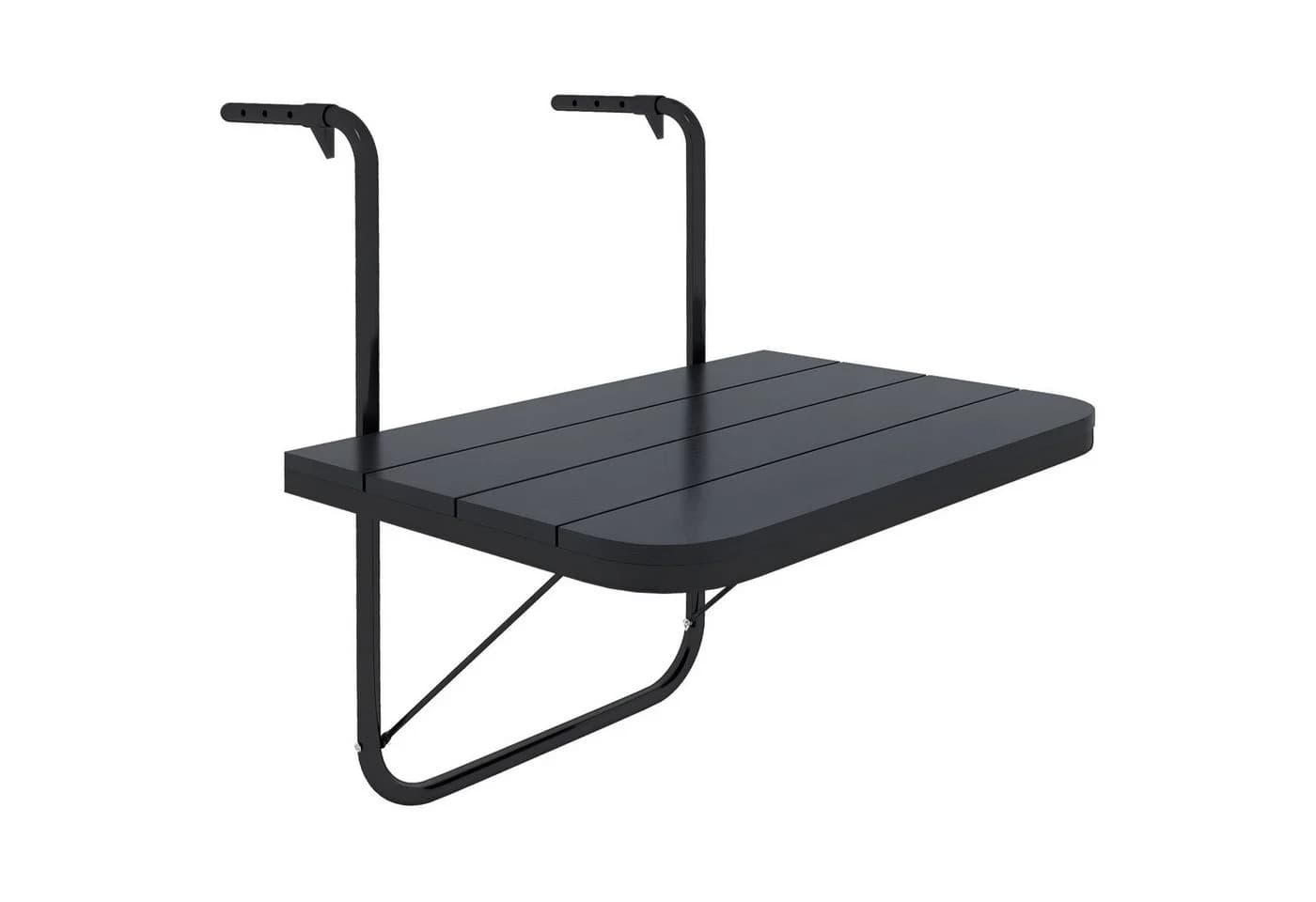 Outsunny Balkonhängetisch Kleiner Balkontisch Alu 60 x 40 cm Schwarz