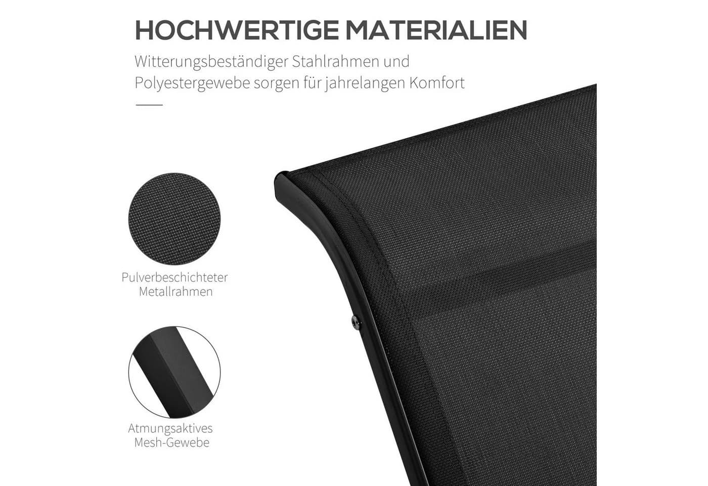 Outsunny Gartenliege Set 3-tlg. Schwarz Metall - Bild 5