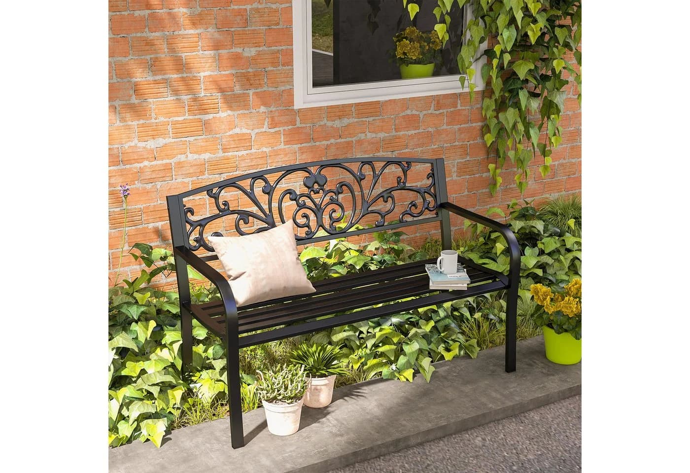 Outsunny Gartenbank Armlehne 2-Sitzer Balkonbank - Bild 2