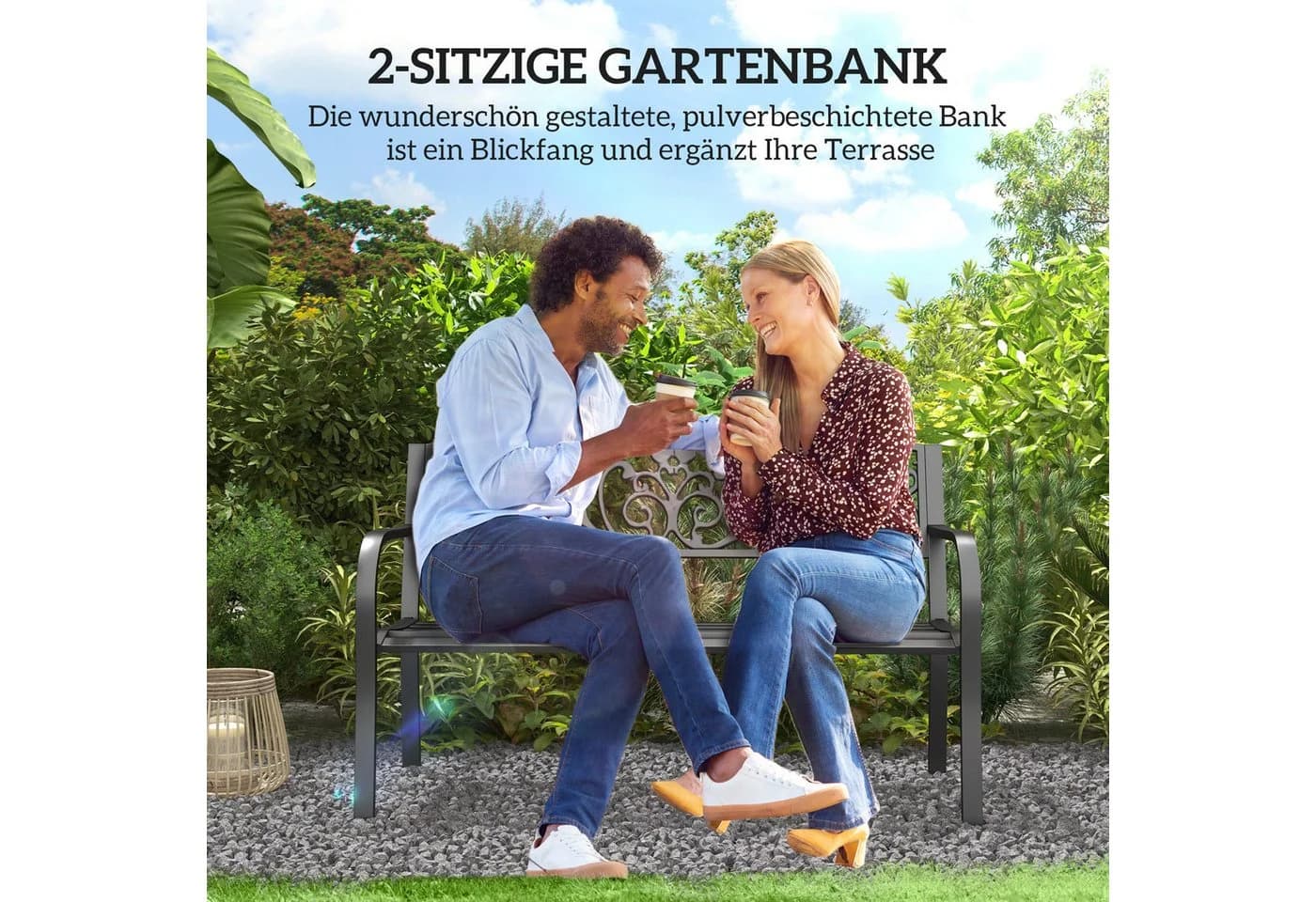 Outsunny Gartenbank Armlehne 2-Sitzer Balkonbank - Bild 4