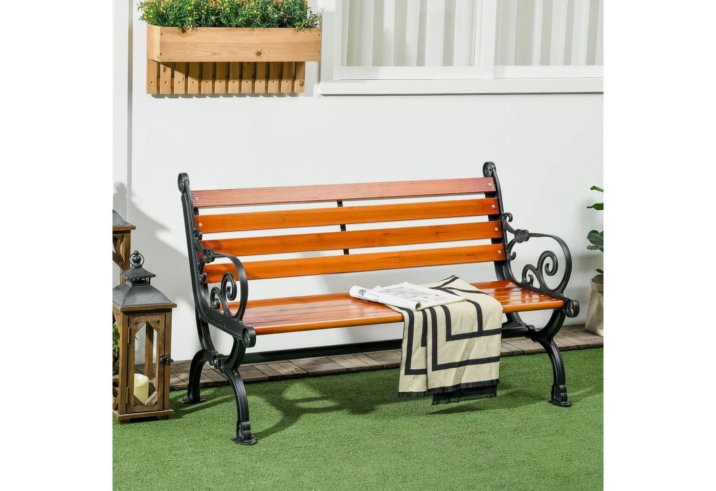 Elegante Gartenbank aus Aluminium und Tannenholz - Bild 2