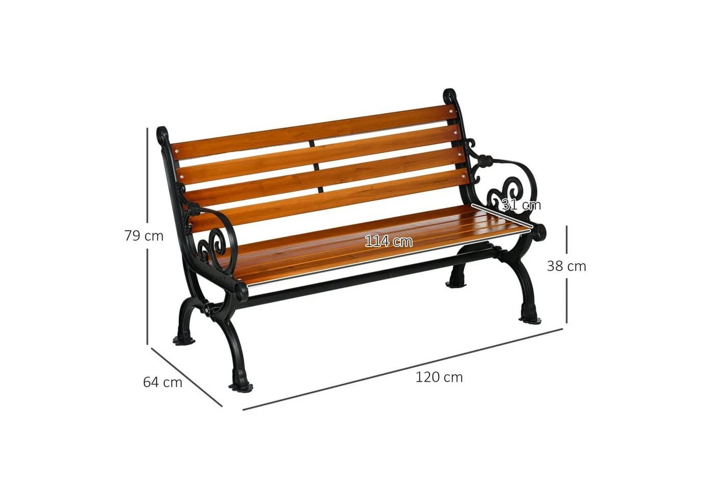 Elegante Gartenbank aus Aluminium und Tannenholz - Bild 3