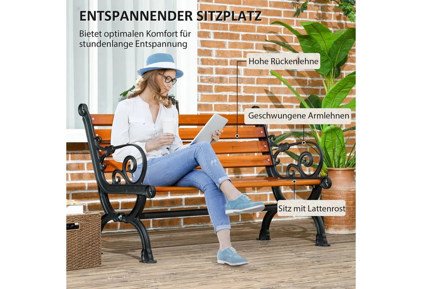 Elegante Gartenbank aus Aluminium und Tannenholz - Bild 4