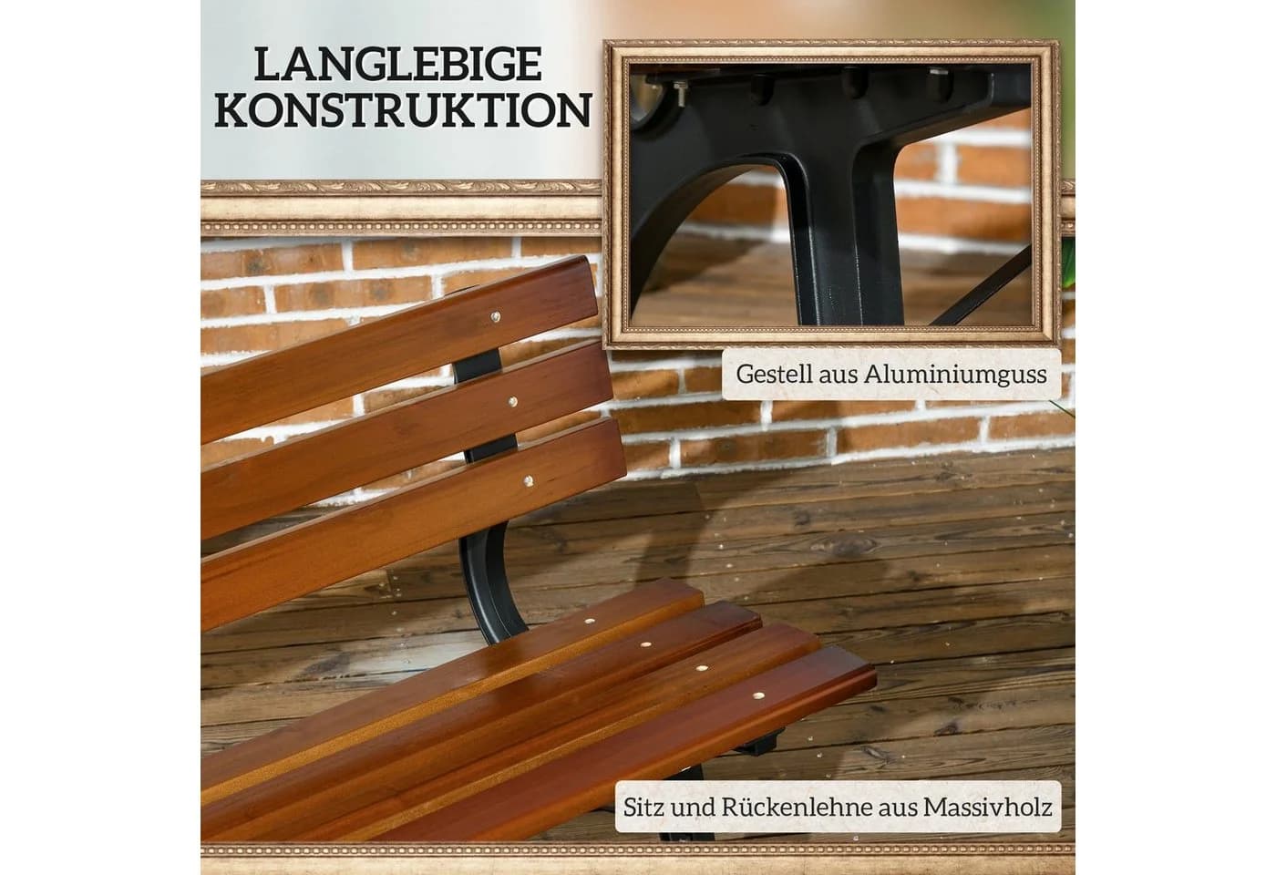 Elegante Gartenbank aus Gusseisen und Tannenholz - Bild 5