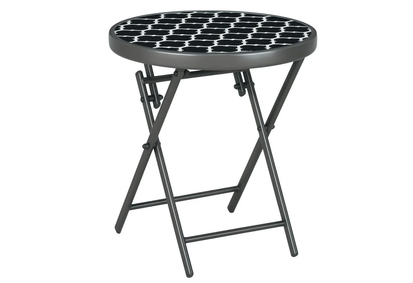 Outsunny Klapptisch Outdoor Schwarz Glas
