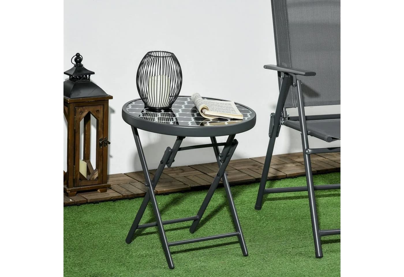 Outsunny Klapptisch Outdoor Schwarz Glas - Bild 2