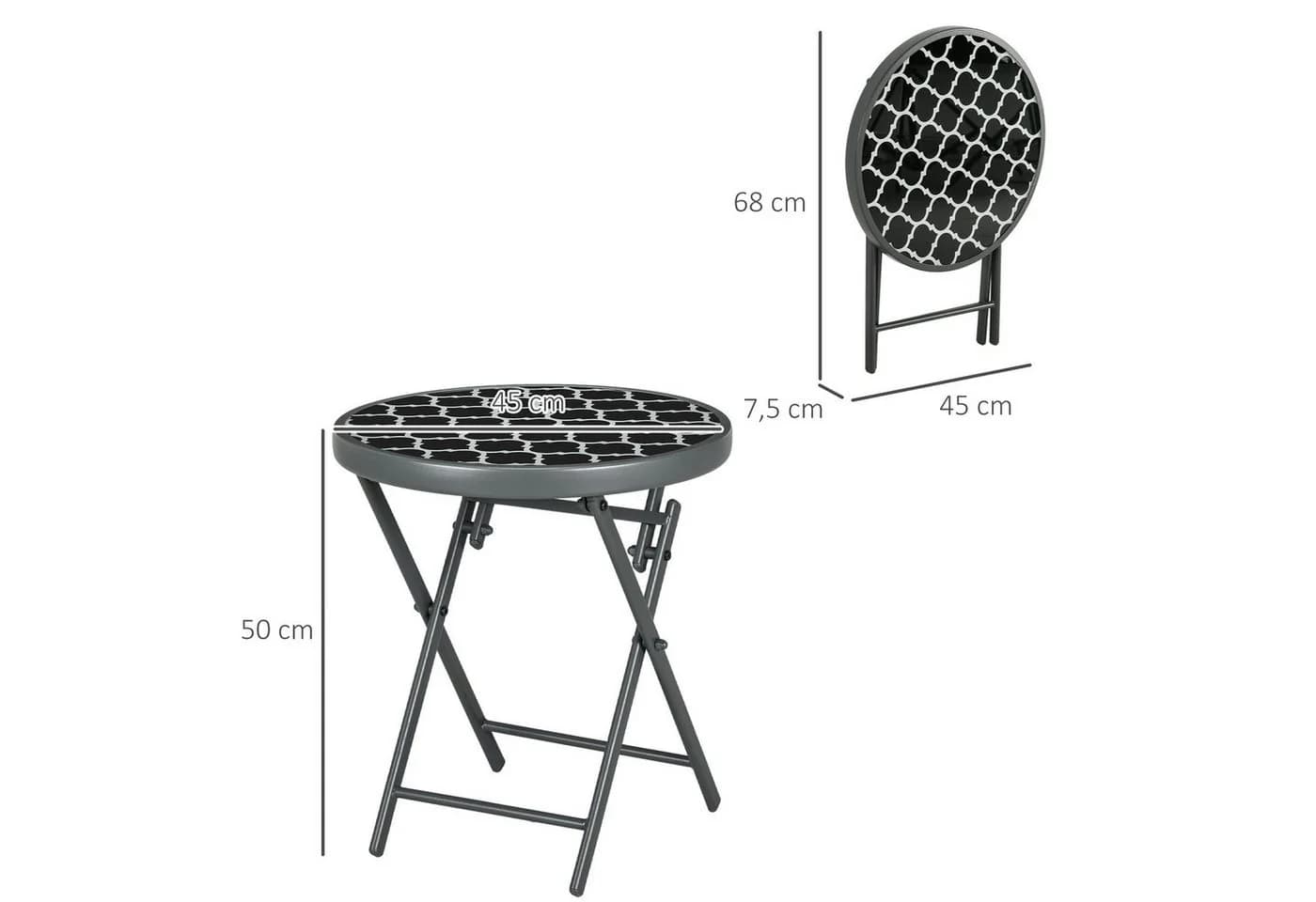 Outsunny Klapptisch Outdoor Schwarz Glas - Bild 3