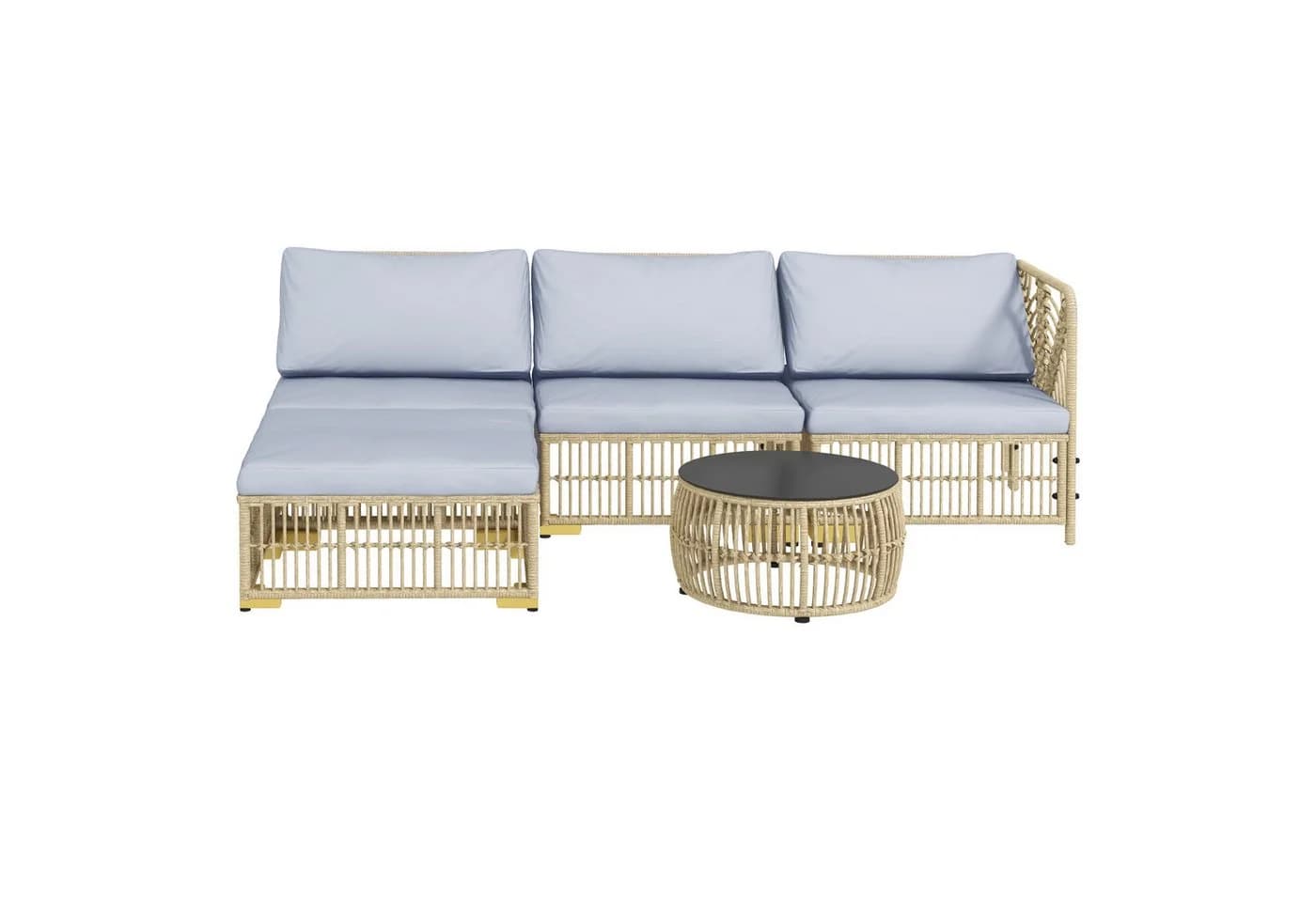 Outsunny Sitzgruppe Balkonmöbel Set 5-tlg. Beige/Grau PE-Rattan