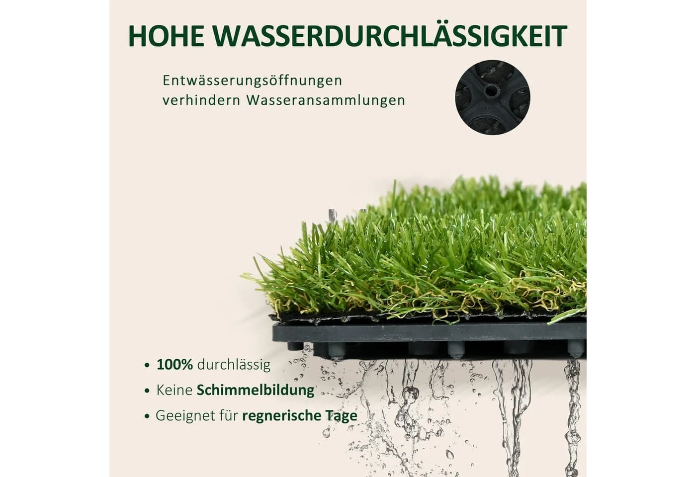 Outsunny Kunstrasen 10er Set Grün Quadratisch - Bild 5