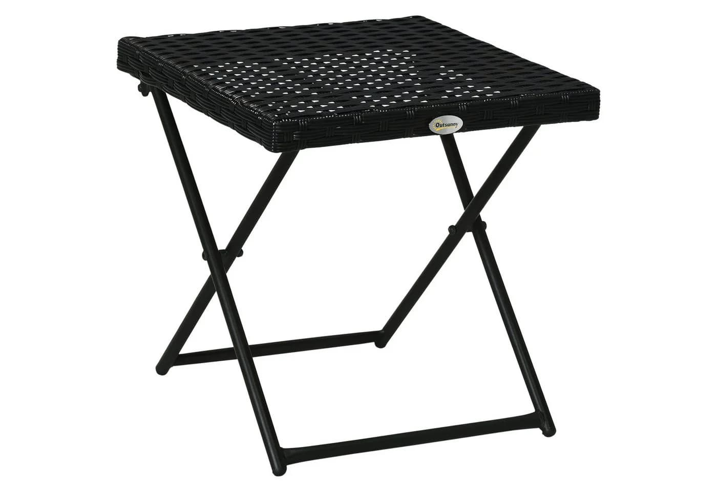 Outsunny Gartentisch Klapp-Couchtisch Schwarz Polyrattan 40x40x40cm