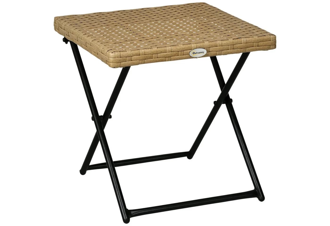 Outsunny Gartentisch Polyrattan Klappbar Beistelltisch Naturholz