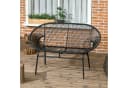 Outsunny Gartenbank 2-Sitzer Schwarz PE-Rattan Stahlrahmen Bild 2