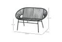 Outsunny Gartenbank 2-Sitzer Schwarz PE-Rattan Stahlrahmen Bild 3