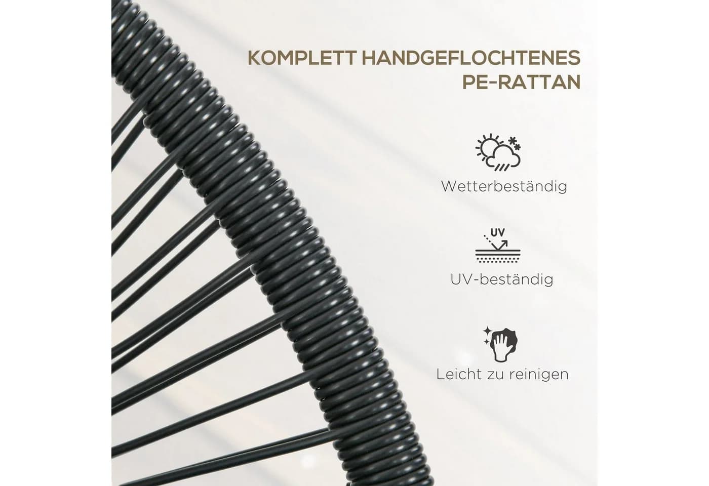 Outsunny Gartenbank 2-Sitzer Schwarz PE-Rattan Stahlrahmen - Bild 5