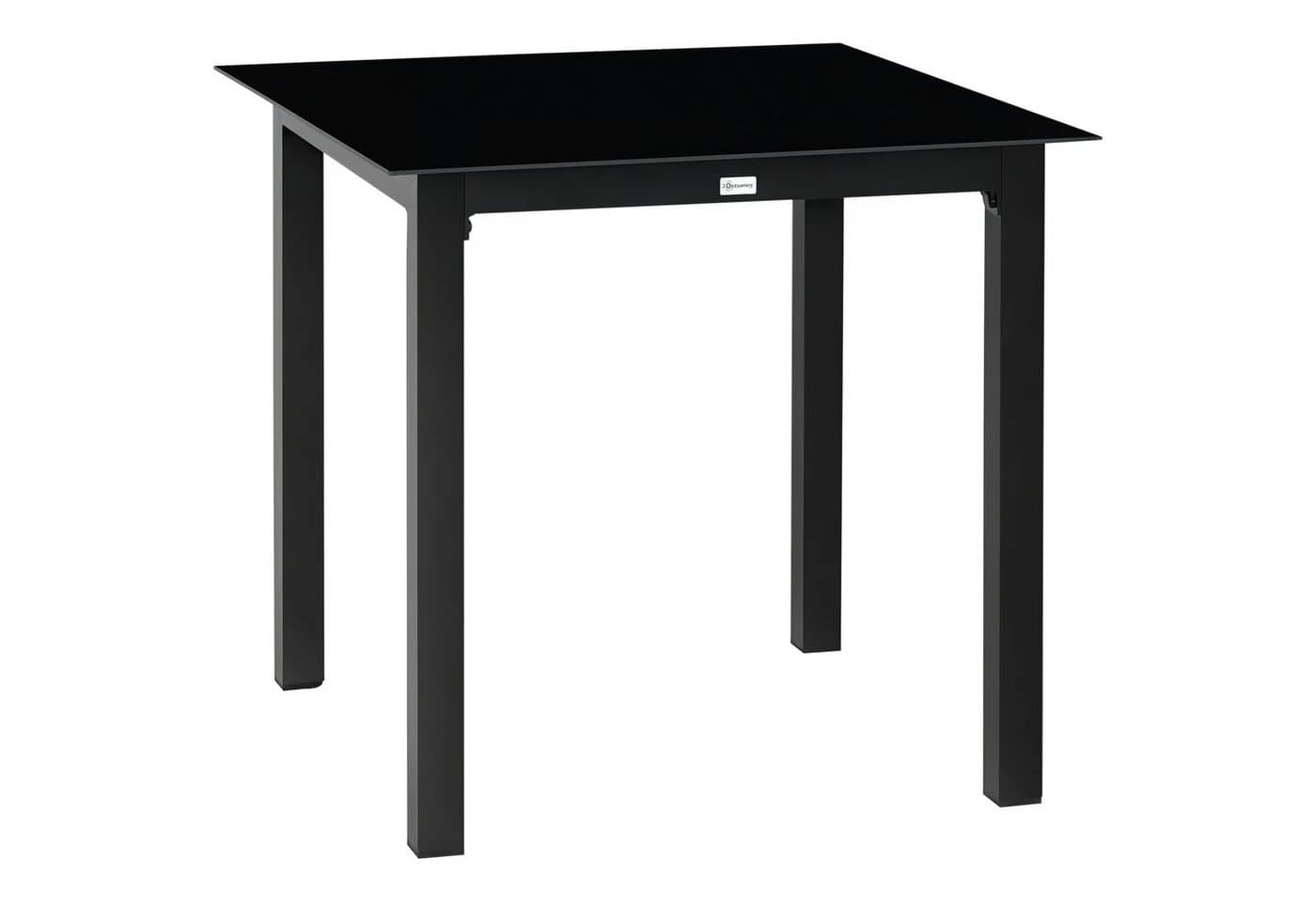 Outsunny Gartentisch Quadratisch Schwarz Aluminium