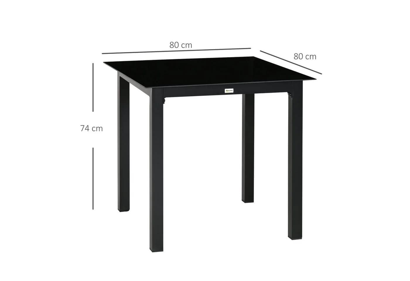 Outsunny Gartentisch Quadratisch Schwarz Aluminium - Bild 3