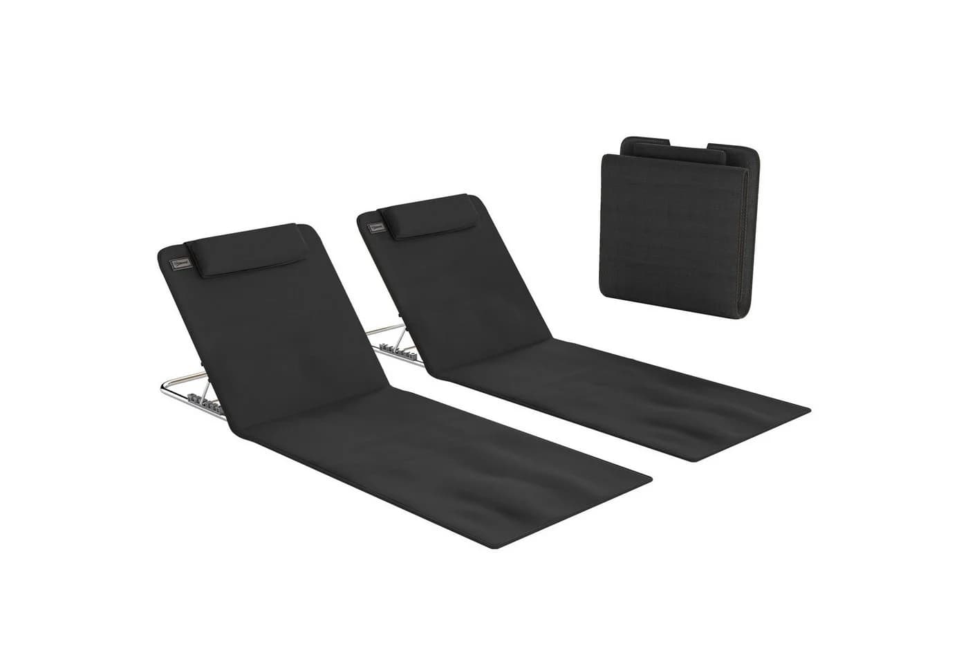Outsunny 2er Set Faltbare Strandliege Schwarz 5-stufig verstellbar