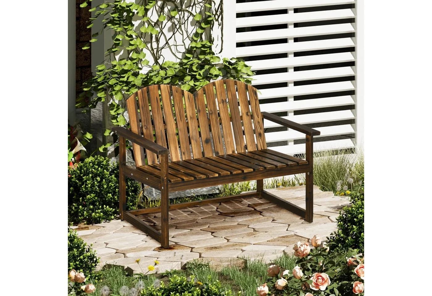 Outsunny Gartenbank Tannenholz Zweisitzer - Bild 2