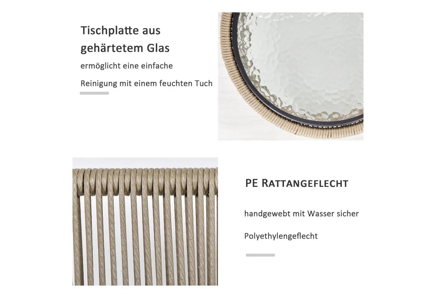 Outsunny Gartenlounge-Set 3-tlg. Grau Grau PE-Rattan mit Kissen - Bild 5