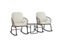 Outsunny Schaukelstuhl-Set 3-tlg. Creme Gelb PE Rattan Bild 1