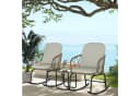 Outsunny Schaukelstuhl-Set 3-tlg. Creme Gelb PE Rattan Bild 2