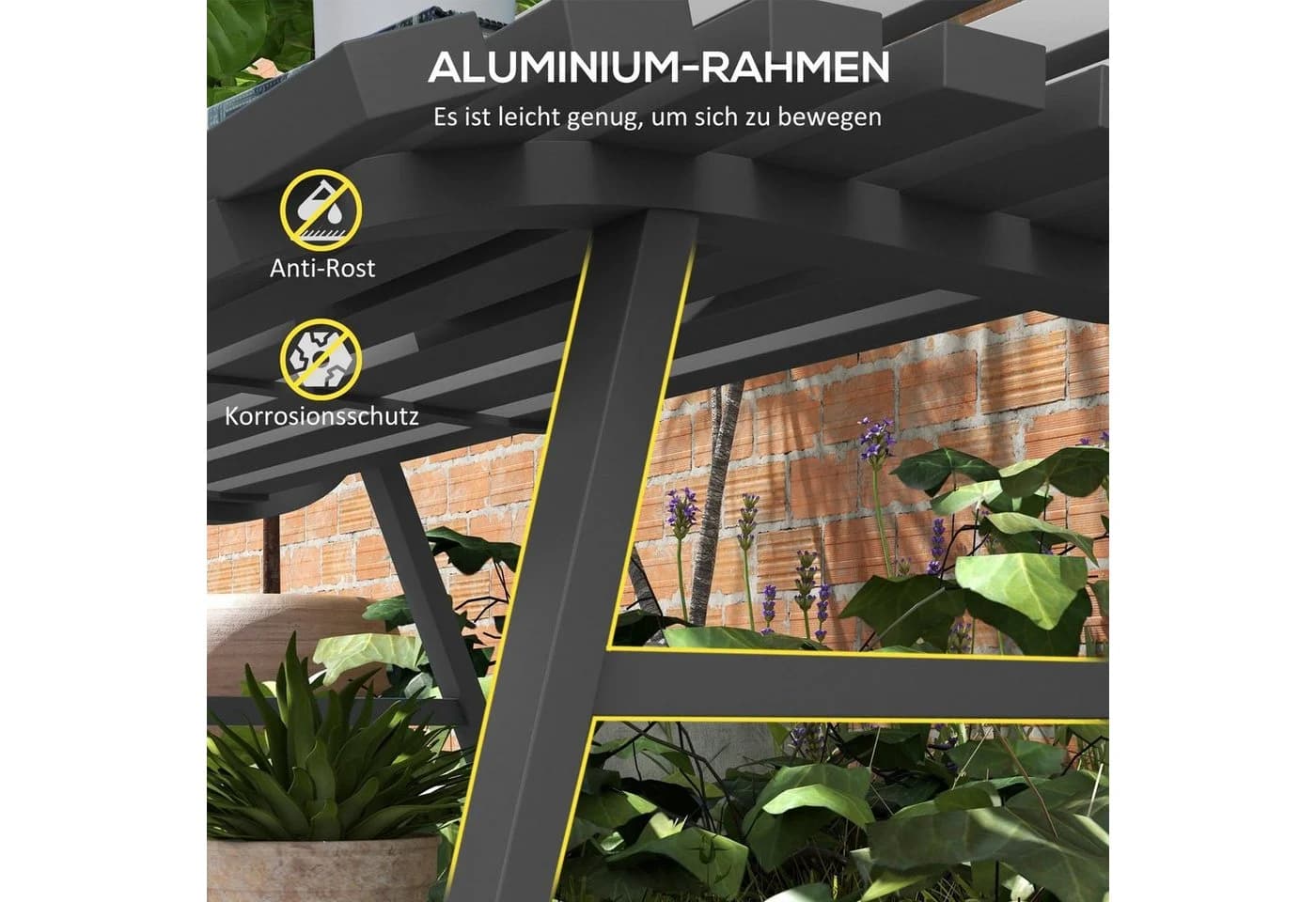 Outsunny Gartenbank 2-Sitzer Grau Aluminium - Bild 5