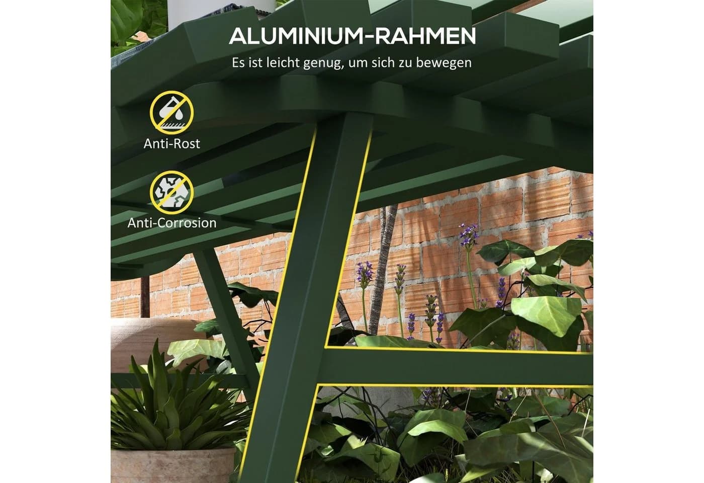 Outsunny Gartenbank 2-Sitzer mit Rückenlehne Grün Aluminium - Bild 5