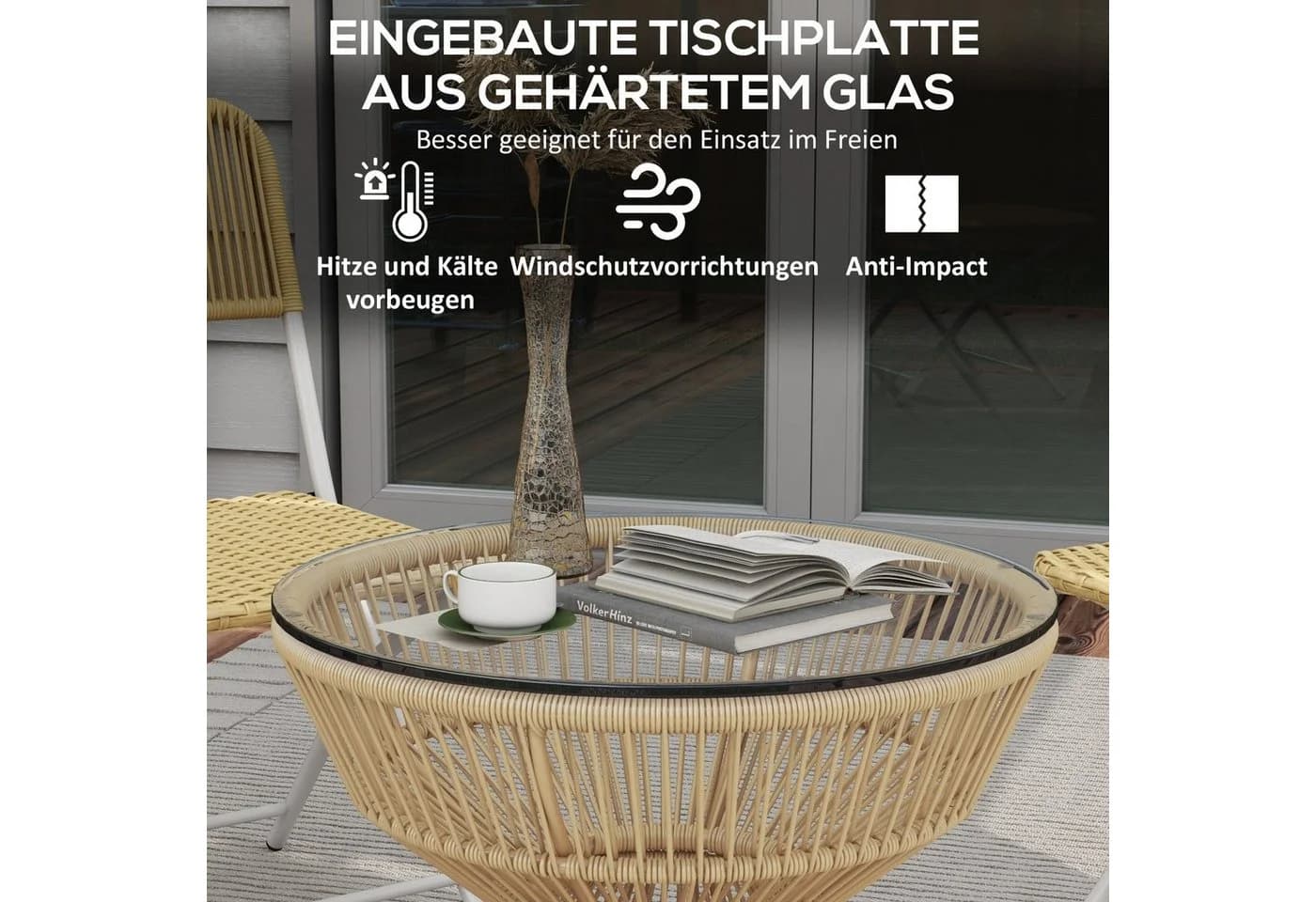 Outsunny Gartentisch Naturholz 60x60x50 cm - Bild 5