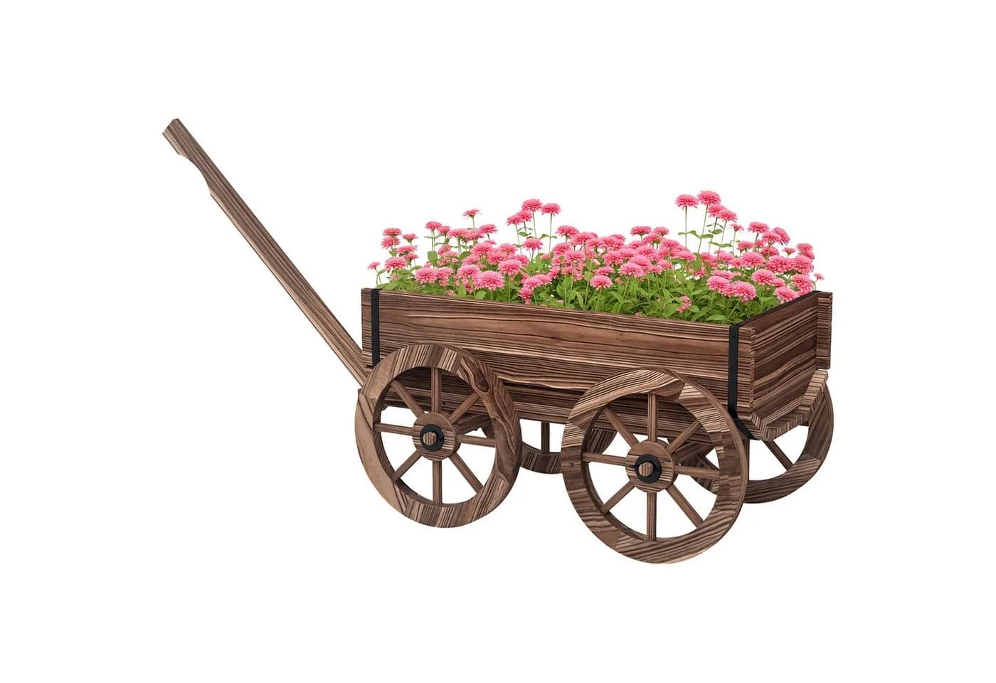 Outsunny Blumenkasten Pflanzenwagen mit Griff Verkohlt