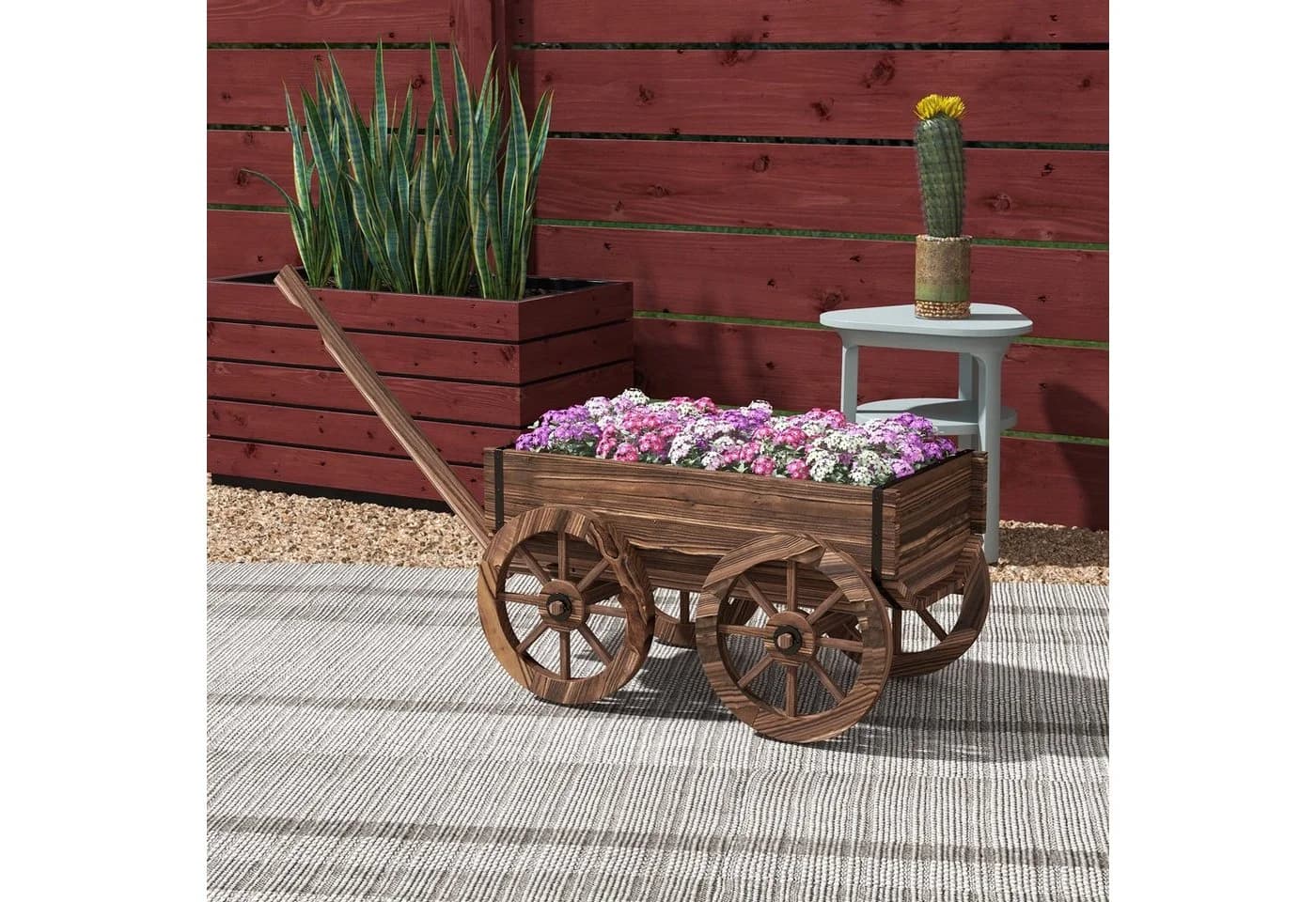 Outsunny Blumenkasten Pflanzenwagen mit Griff Verkohlt - Bild 2