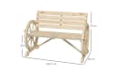 Outsunny Gartenbank 2-Sitzer Tannenholz Wagenrad-Design Naturholz Bild 3