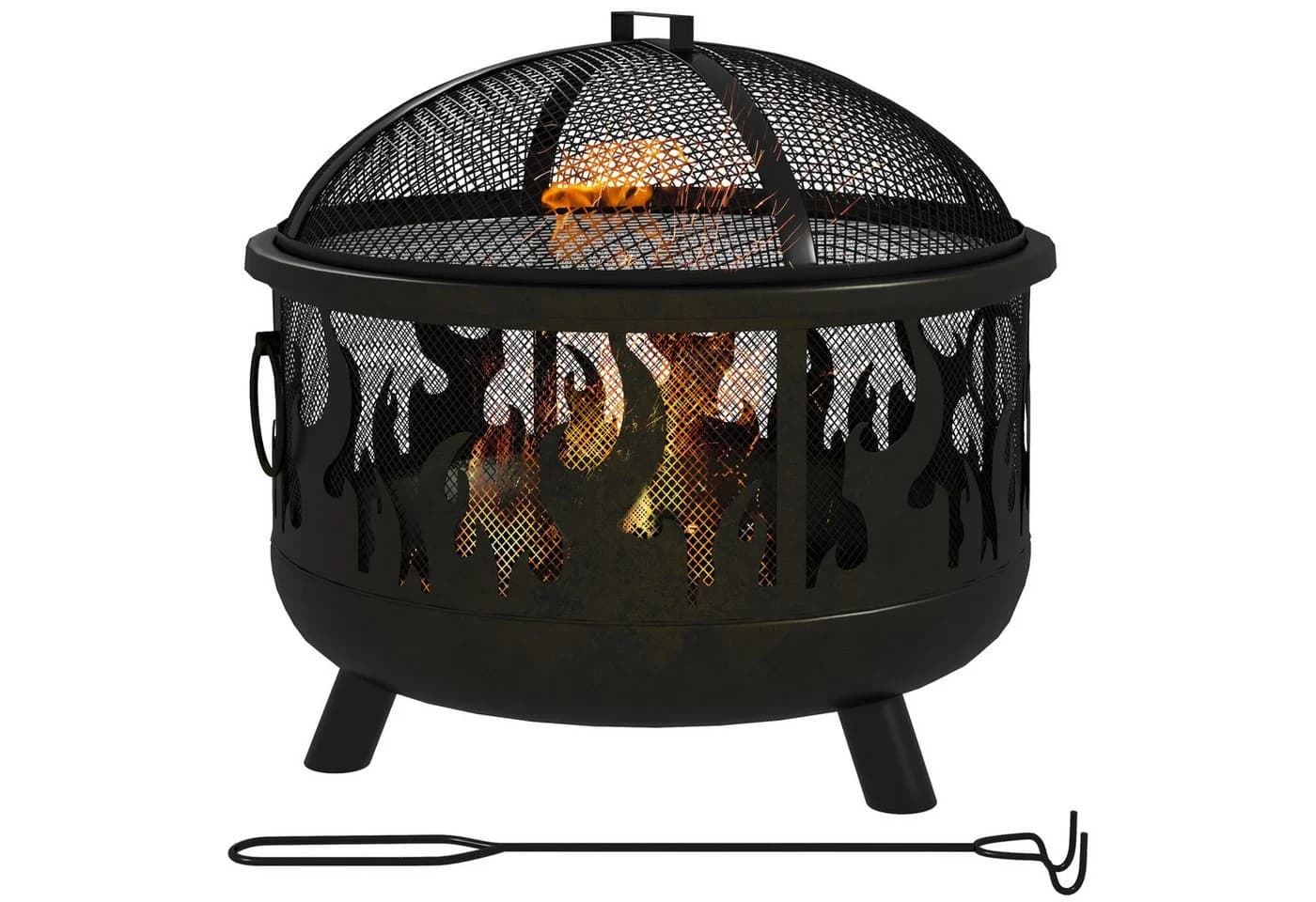 Outsunny Feuerschale 2-in-1 Schwarz Metall Ø61 cm
